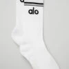Women's Throwback Barre Sock - White/Black 2 Women's Throwback Barre Sock - White/Black -Alo Fashion Store A0263W 0001 b1 a1