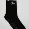 Women's Throwback Barre Sock - Black/White 1 Women's Throwback Barre Sock - Black/White -Alo Fashion Store A0263W 0100 b1 a1