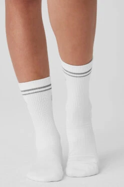 Unisex Half-Crew Performance Sock - White 8 Unisex Half-Crew Performance Sock - White -Alo Fashion Store A0295W 01 b1 a2 m18