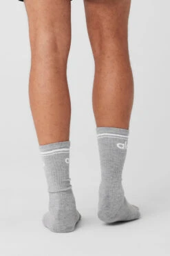 Unisex Throwback Sock - Athletic Heather Grey/White 9 Unisex Throwback Sock - Athletic Heather Grey/White -Alo Fashion Store A0357U 03320 b1 a4 m154