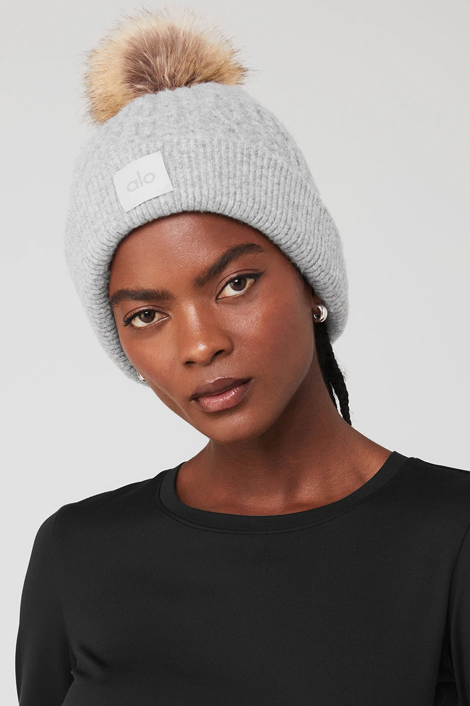 Cable Knit Beanie - Athletic Heather Grey 5 Cable Knit Beanie - Athletic Heather Grey - Image 3