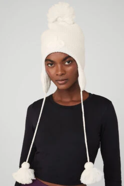Cool Skies Earflap Beanie - Ivory -Alo Fashion Store A0415U 03299 b1 s1 a1 1 m100