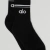 Unisex Half-Crew Throwback Sock - Black/White 2 Unisex Half-Crew Throwback Sock - Black/White -Alo Fashion Store A0480U 0100 b1 a1