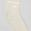 Unisex Half-Crew Throwback Sock - Bone/White 1 Unisex Half-Crew Throwback Sock - Bone/White -Alo Fashion Store A0480U 03083 b1 a1