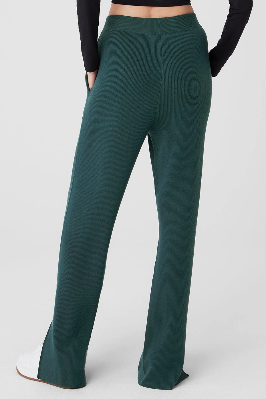Knit High-Waist Salana Wide Leg Pant - Midnight Green 5 Knit High-Waist Salana Wide Leg Pant - Midnight Green - Image 3