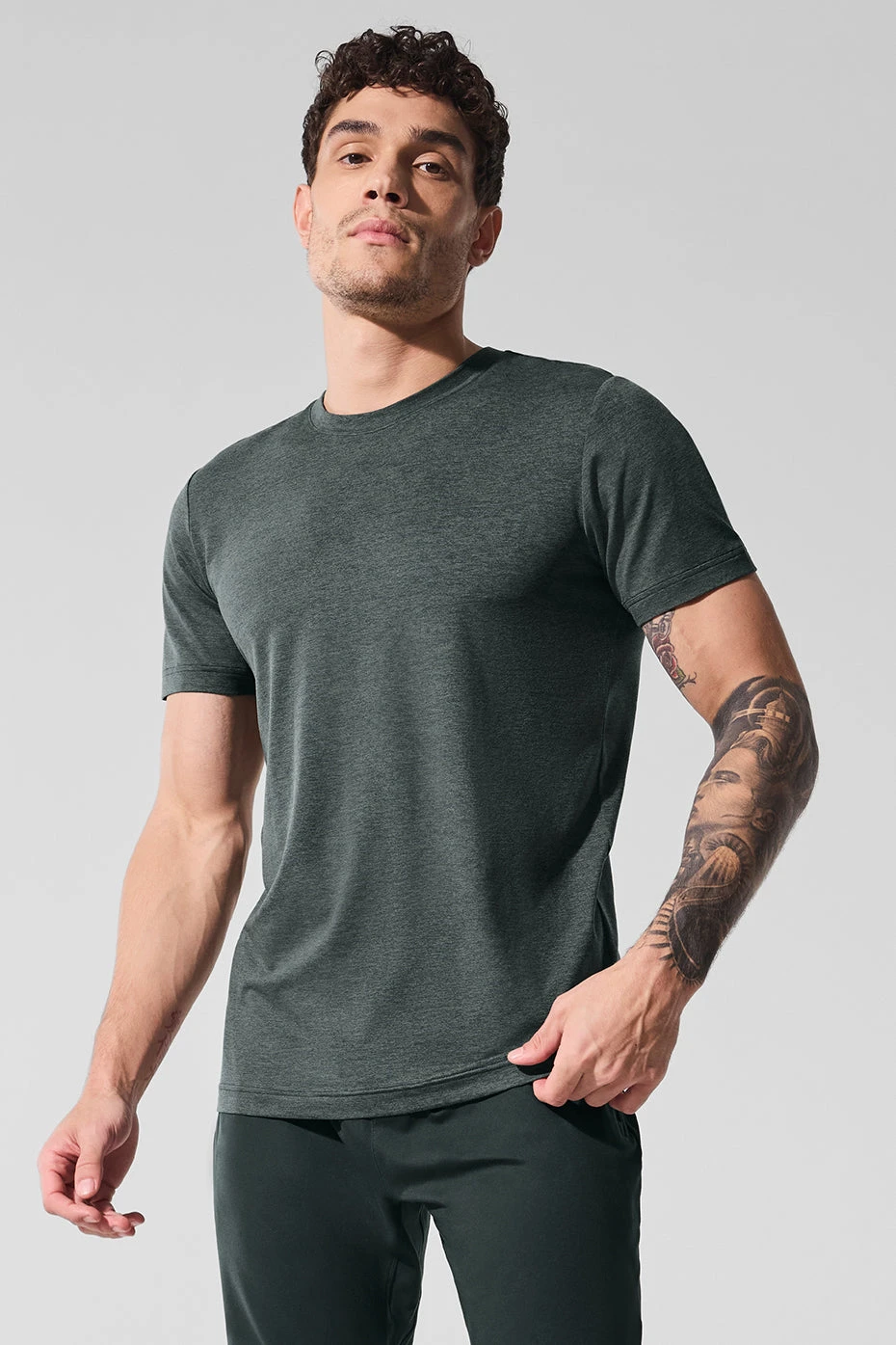 Conquer Reform Crewneck Short Sleeve - Charcoal Green Heather 3 Conquer Reform Crewneck Short Sleeve - Charcoal Green Heather