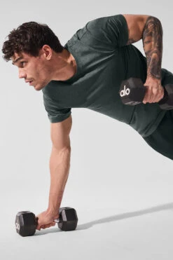 Conquer Reform Crewneck Short Sleeve - Charcoal Green Heather 11 Conquer Reform Crewneck Short Sleeve - Charcoal Green Heather -Alo Fashion Store M1205R 06111 b1 s1 a5 1 m214