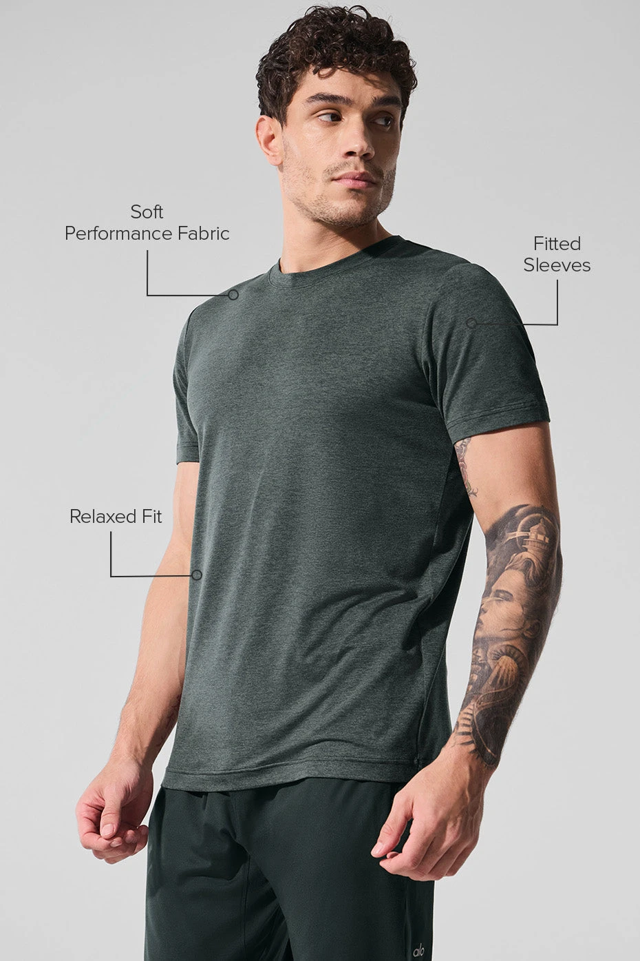 Conquer Reform Crewneck Short Sleeve - Charcoal Green Heather 4 Conquer Reform Crewneck Short Sleeve - Charcoal Green Heather - Image 2