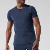 Alo Vapor Crewneck Short Sleeve - Navy -Alo Fashion Store M1228R 03842 b1 s1 a1 1 m221
