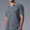 Open-Knit Polo - Steel Grey -Alo Fashion Store M1229R 05541 b1 s1 a1 1 m180