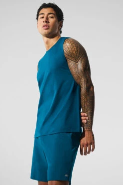 Conquer Muscle Tank - Eclipse Blue 8 Conquer Muscle Tank - Eclipse Blue -Alo Fashion Store M2066R 05600 b1 s1 a3 1 m203