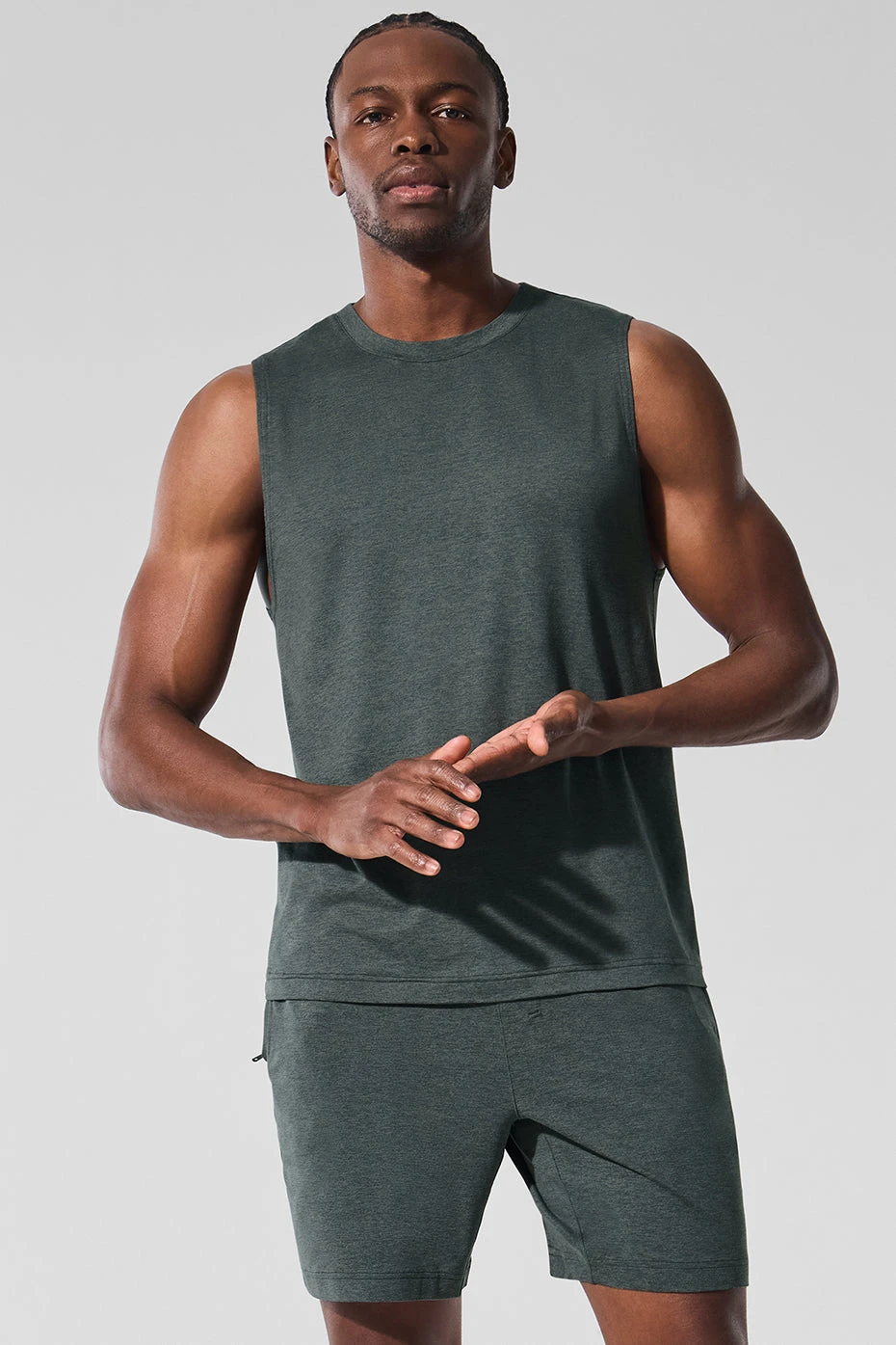 Conquer Muscle Tank - Charcoal Green Heather 3 Conquer Muscle Tank - Charcoal Green Heather