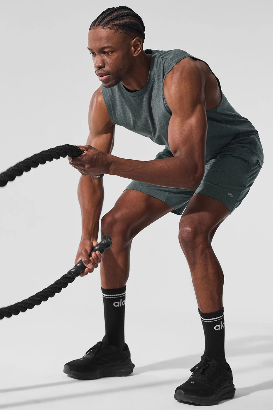 Conquer Muscle Tank - Charcoal Green Heather 7 Conquer Muscle Tank - Charcoal Green Heather - Image 5