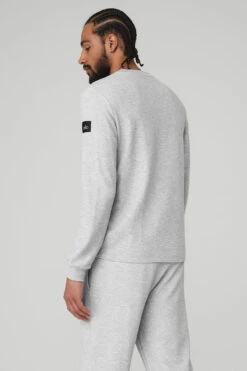 Micro Waffle Fast Break Henley - Athletic Heather Grey -Alo Fashion Store M3148R 02910 b1 s3 a3 1 m92