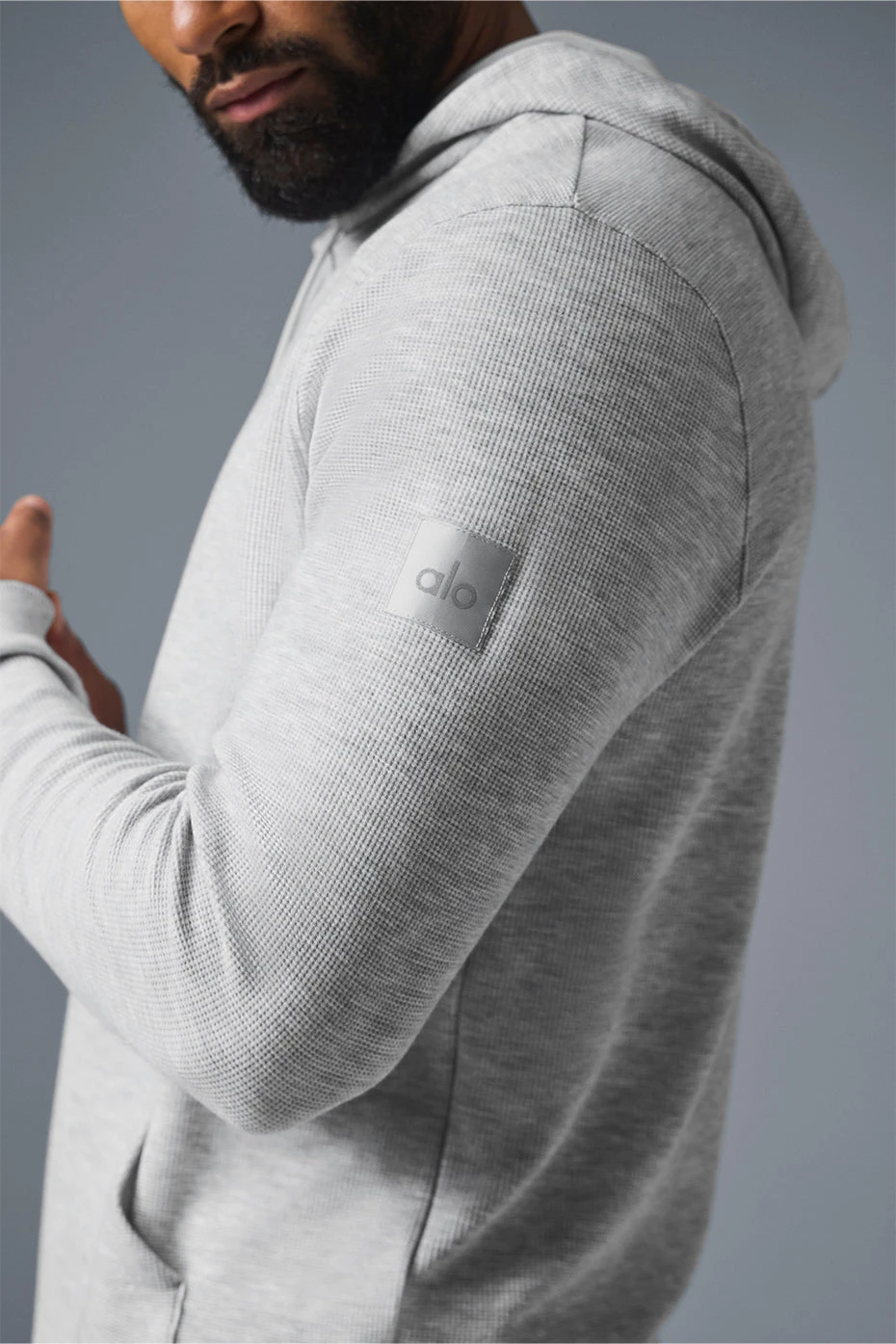 Micro Waffle Fast Break Hoodie - Athletic Heather Grey 4 Micro Waffle Fast Break Hoodie - Athletic Heather Grey - Image 2
