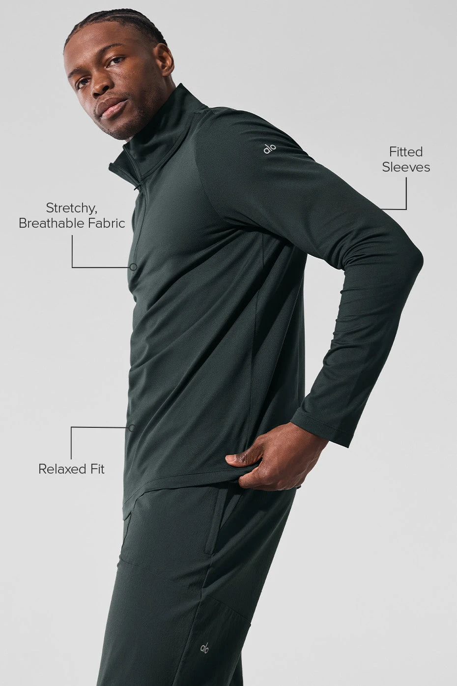 Conquer 1/4 Zip Reform Long Sleeve - Charcoal Green 4 Conquer 1/4 Zip Reform Long Sleeve - Charcoal Green - Image 2