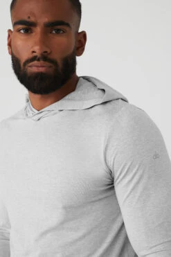 Conquer Reform Long Sleeve With Hood - Athletic Heather Grey 9 Conquer Reform Long Sleeve With Hood - Athletic Heather Grey -Alo Fashion Store M3199R 02910 b1 s3 a4 1 m93