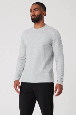 Micro Waffle Fast Break Long Sleeve Tee - Athletic Heather Grey 8 Micro Waffle Fast Break Long Sleeve Tee - Athletic Heather Grey -Alo Fashion Store M3200R 02910 b1 s3 a2 1 m93