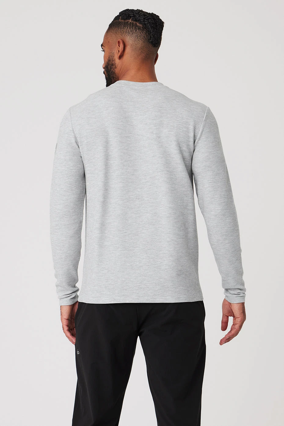 Micro Waffle Fast Break Long Sleeve Tee - Athletic Heather Grey 4 Micro Waffle Fast Break Long Sleeve Tee - Athletic Heather Grey - Image 2