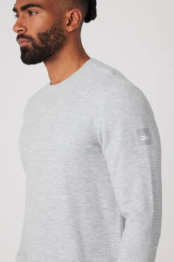 Micro Waffle Fast Break Long Sleeve Tee - Athletic Heather Grey 9 Micro Waffle Fast Break Long Sleeve Tee - Athletic Heather Grey -Alo Fashion Store M3200R 02910 b1 s3 a4 1 m93