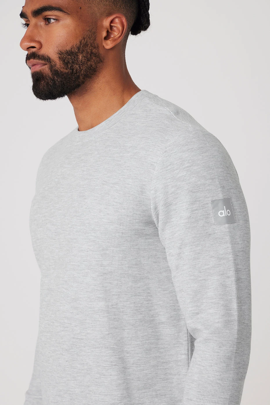 Micro Waffle Fast Break Long Sleeve Tee - Athletic Heather Grey 6 Micro Waffle Fast Break Long Sleeve Tee - Athletic Heather Grey - Image 4
