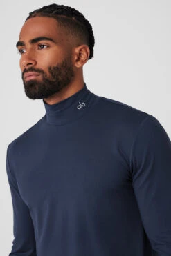 Conquer Reform Mock Neck Long Sleeve - Navy -Alo Fashion Store M3218R 03842 b1 s3 a4 1 m154