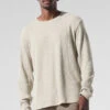 Elevate Waffle Long Sleeve Crew - Bone -Alo Fashion Store M3265R 03040 b1 s1 a1 1 m221