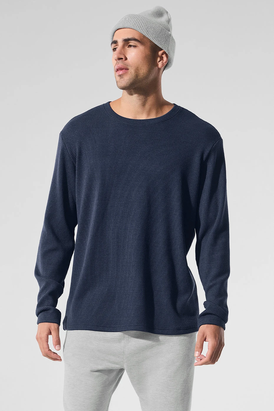 Elevate Waffle Long Sleeve Crew - Navy 3 Elevate Waffle Long Sleeve Crew - Navy