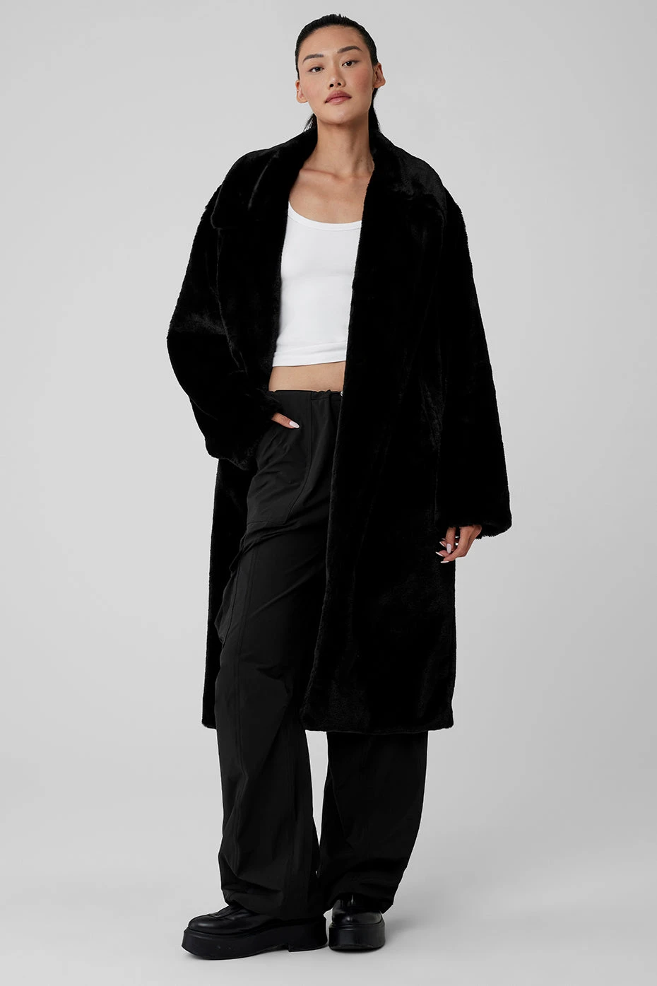 Oversized Faux Fur Trench - Black 3 Oversized Faux Fur Trench - Black