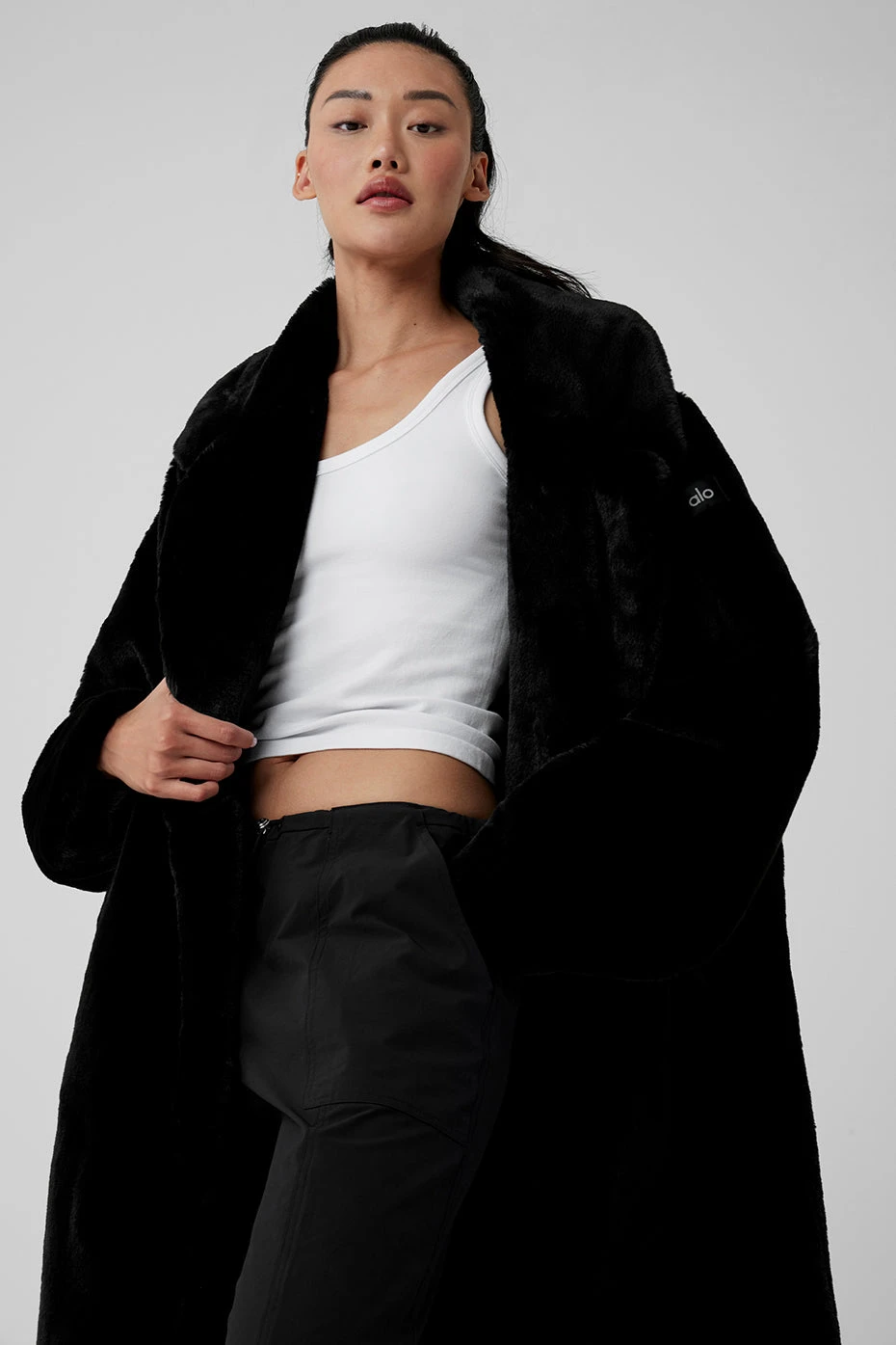 Oversized Faux Fur Trench - Black 6 Oversized Faux Fur Trench - Black - Image 4