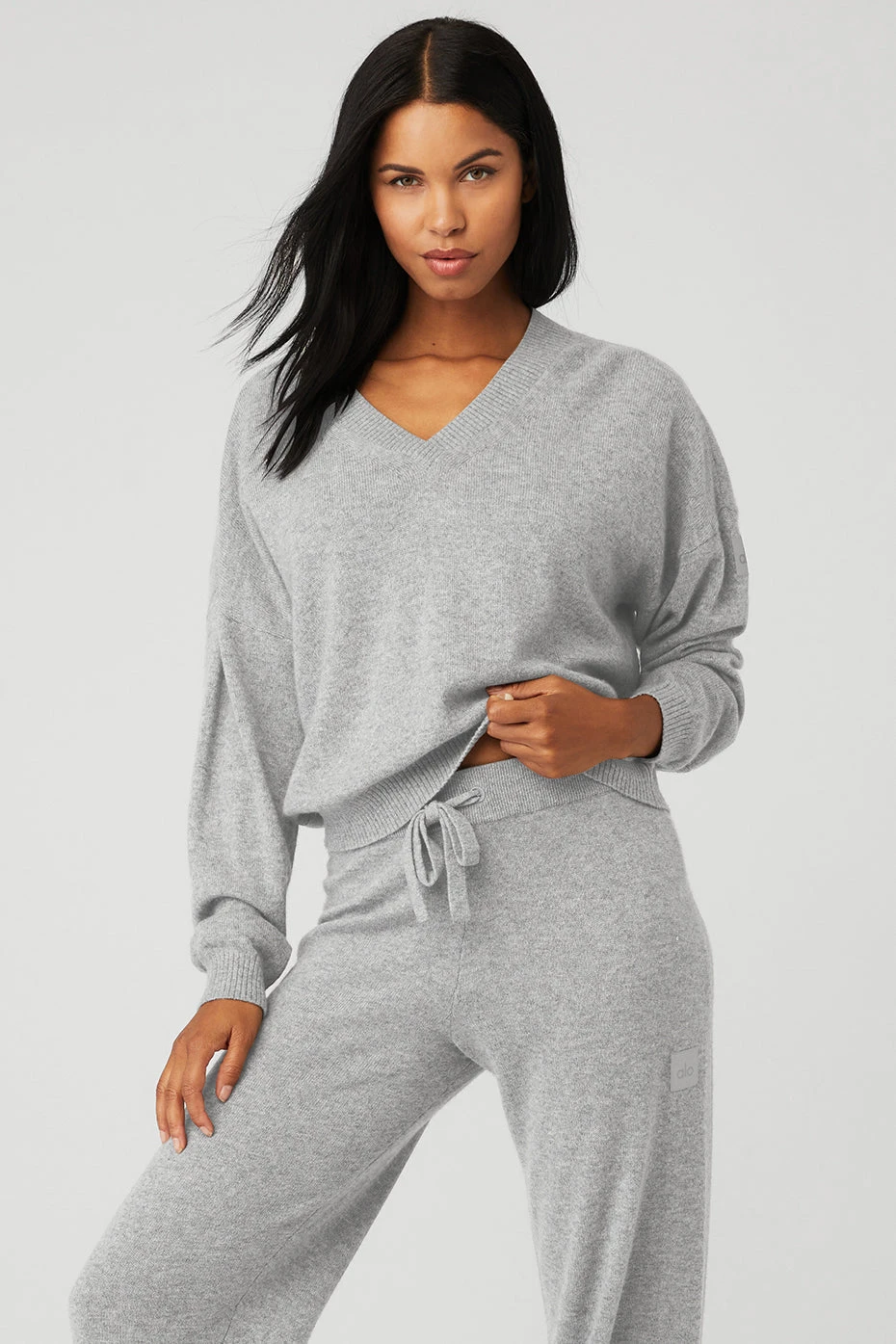 Cashmere Jet Set V-Neck Pullover - Dove Grey Heather 3 Cashmere Jet Set V-Neck Pullover - Dove Grey Heather