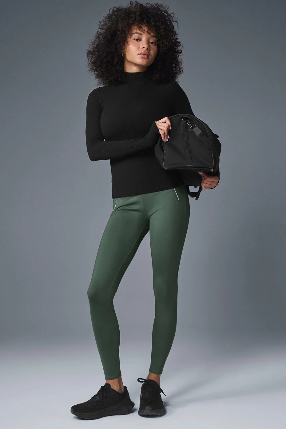 Wellness Rib Mock Neck Long Sleeve - Black 6 Wellness Rib Mock Neck Long Sleeve - Black - Image 4