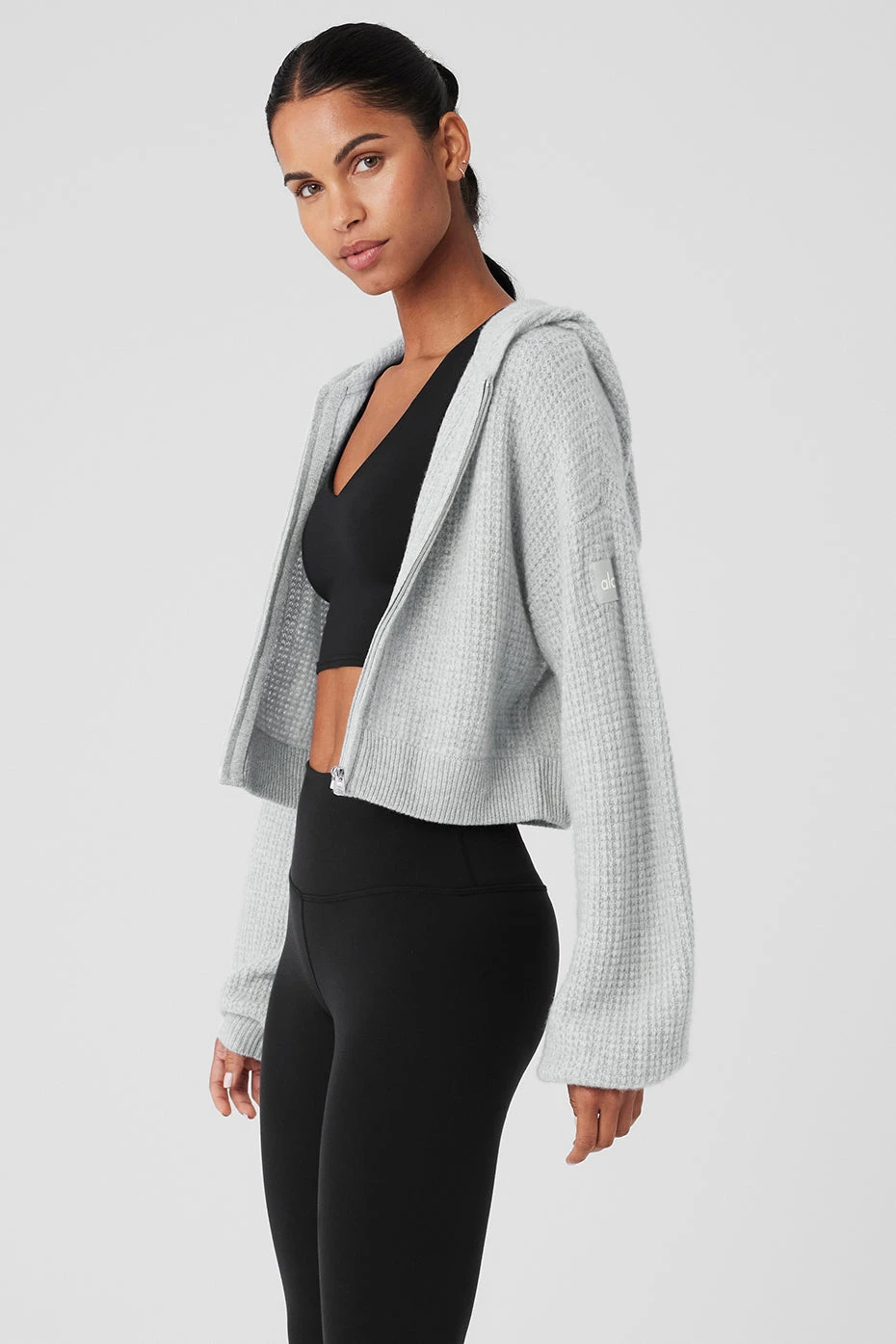 Cashmere Plush Waffle Full Zip Hoodie - Athletic Heather Grey 6 Cashmere Plush Waffle Full Zip Hoodie - Athletic Heather Grey - Image 4