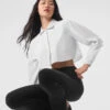 Cropped Take Me Out Button Up - White -Alo Fashion Store W3747R 00 b1 s1 a1 1 m54