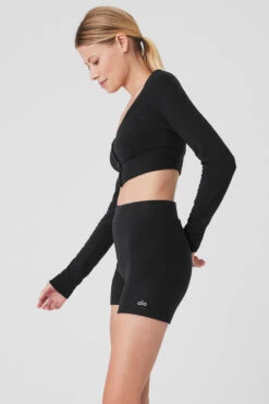 Alolux Cropped Me Time Cardigan - Black 8 Alolux Cropped Me Time Cardigan - Black -Alo Fashion Store W3775R 01 b1 s1 a2 1 m177