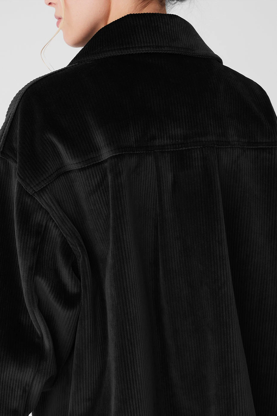 Ribbed Velour Mountain Side Shacket - Black 6 Ribbed Velour Mountain Side Shacket - Black - Image 4