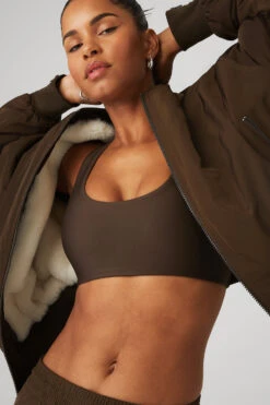 Faux Fur Urbanite Bomber - Espresso/Ivory 9 Faux Fur Urbanite Bomber - Espresso/Ivory -Alo Fashion Store W4495R 04583 b1 s1 a4 1 m18