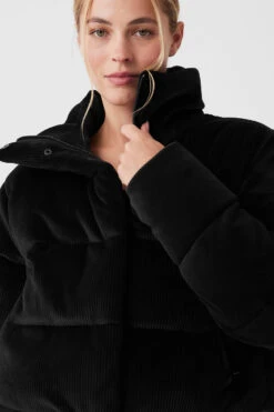 Ribbed Velour Gold Rush Puffer - Black 9 Ribbed Velour Gold Rush Puffer - Black -Alo Fashion Store W4497R 01 b1 s1 a4 1 m89