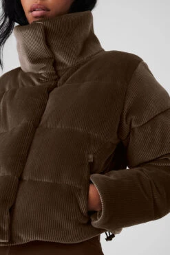 Ribbed Velour Gold Rush Puffer - Macchiato 11 Ribbed Velour Gold Rush Puffer - Macchiato -Alo Fashion Store W4497R 05614 b1 s1 a4 2 m18