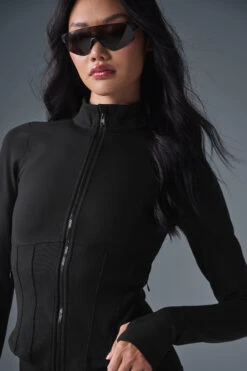 Airbrush Corset Full Zip Jacket - Black 11 Airbrush Corset Full Zip Jacket - Black -Alo Fashion Store W4529R 01 b1 s1 a1 2 m54