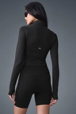 Airbrush Corset Full Zip Jacket - Black 9 Airbrush Corset Full Zip Jacket - Black -Alo Fashion Store W4529R 01 b1 s1 a3 1 m54