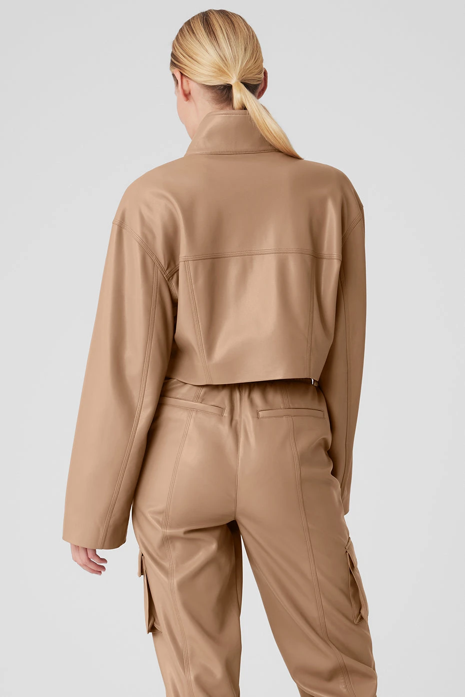 Faux Leather Power Hour Jacket - Toasted Almond 4 Faux Leather Power Hour Jacket - Toasted Almond - Image 2