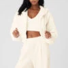 Cropped Cozy Day Full Zip Jacket - Ivory 1 Cropped Cozy Day Full Zip Jacket - Ivory -Alo Fashion Store W4568R 03299 b1 s1 a1 1 m18