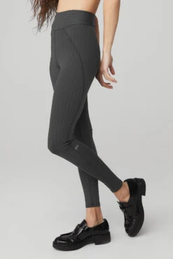 Pinstripe Jacquard Extreme High-Waist Legging - Anthracite/Black 9 Pinstripe Jacquard Extreme High-Waist Legging - Anthracite/Black -Alo Fashion Store W51078R 00282 b1 s1 a2 1 m90