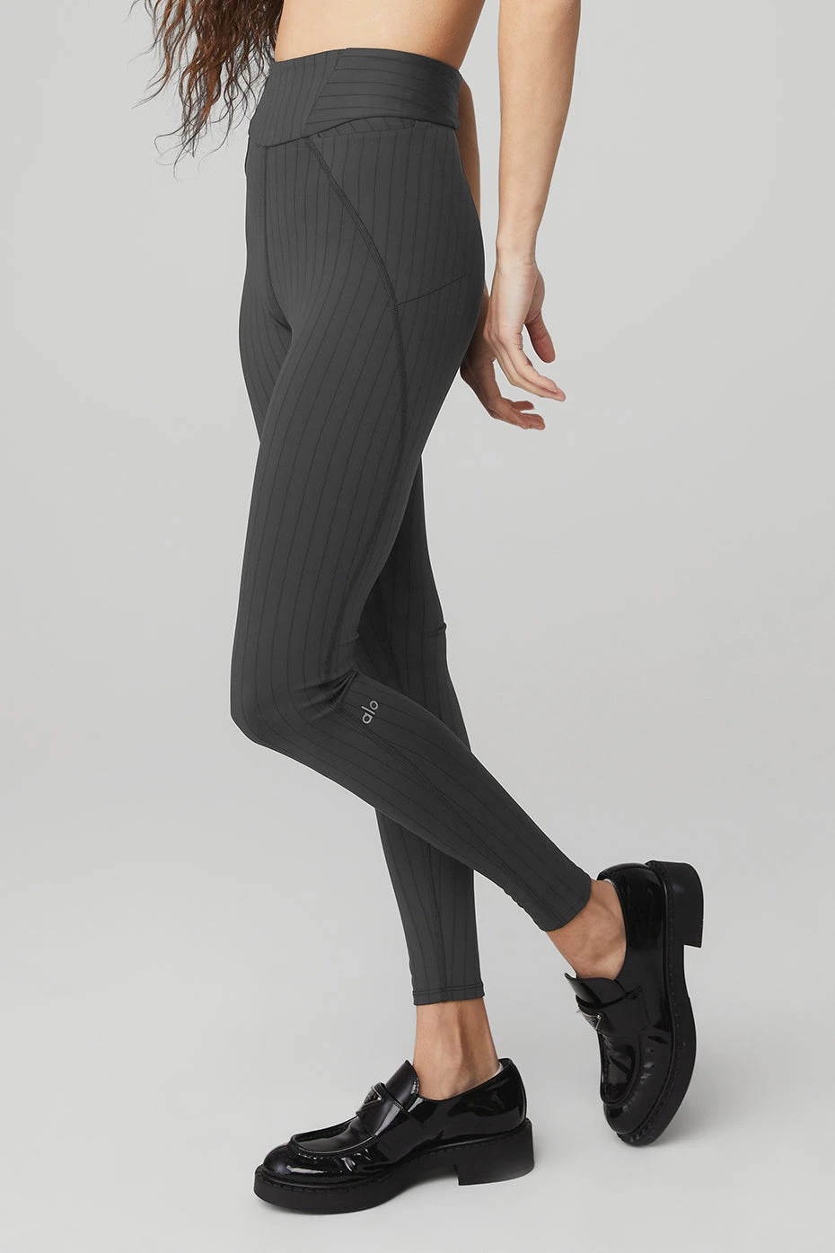 Pinstripe Jacquard Extreme High-Waist Legging - Anthracite/Black 5 Pinstripe Jacquard Extreme High-Waist Legging - Anthracite/Black - Image 3