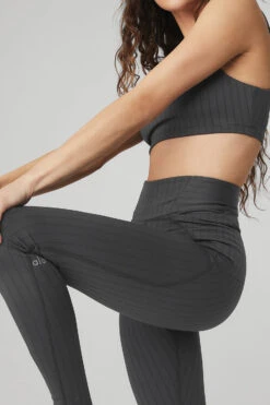 Pinstripe Jacquard Extreme High-Waist Legging - Anthracite/Black 10 Pinstripe Jacquard Extreme High-Waist Legging - Anthracite/Black -Alo Fashion Store W51078R 00282 b1 s1 a4 1 m90