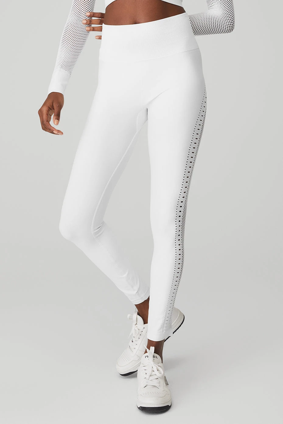 Seamless High-Waist 7/8 Open Air Legging - White 5 Seamless High-Waist 7/8 Open Air Legging - White - Image 3