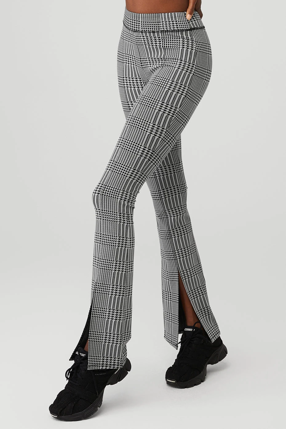 Jacquard High-Waist Glenplaid Flutter Legging - Titanium/Black 5 Jacquard High-Waist Glenplaid Flutter Legging - Titanium/Black - Image 3