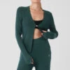 Knit Salana Cardigan - Midnight Green -Alo Fashion Store W51262R 04570 b1 s1 a1 1 m177