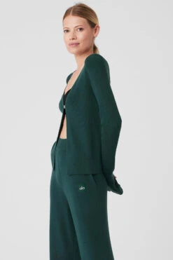 Knit Salana Cardigan - Midnight Green -Alo Fashion Store W51262R 04570 b1 s1 a2 1 m177